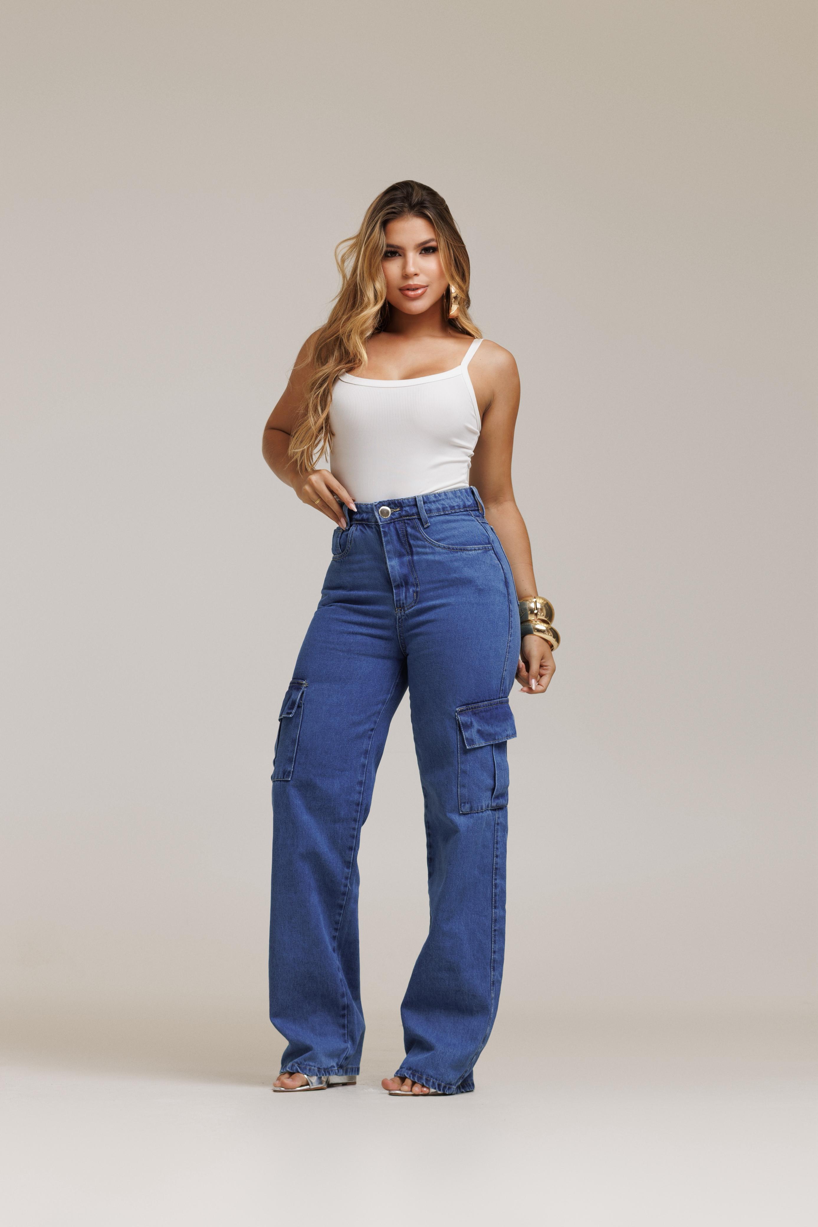 Calça Jeans Cargo AZUL