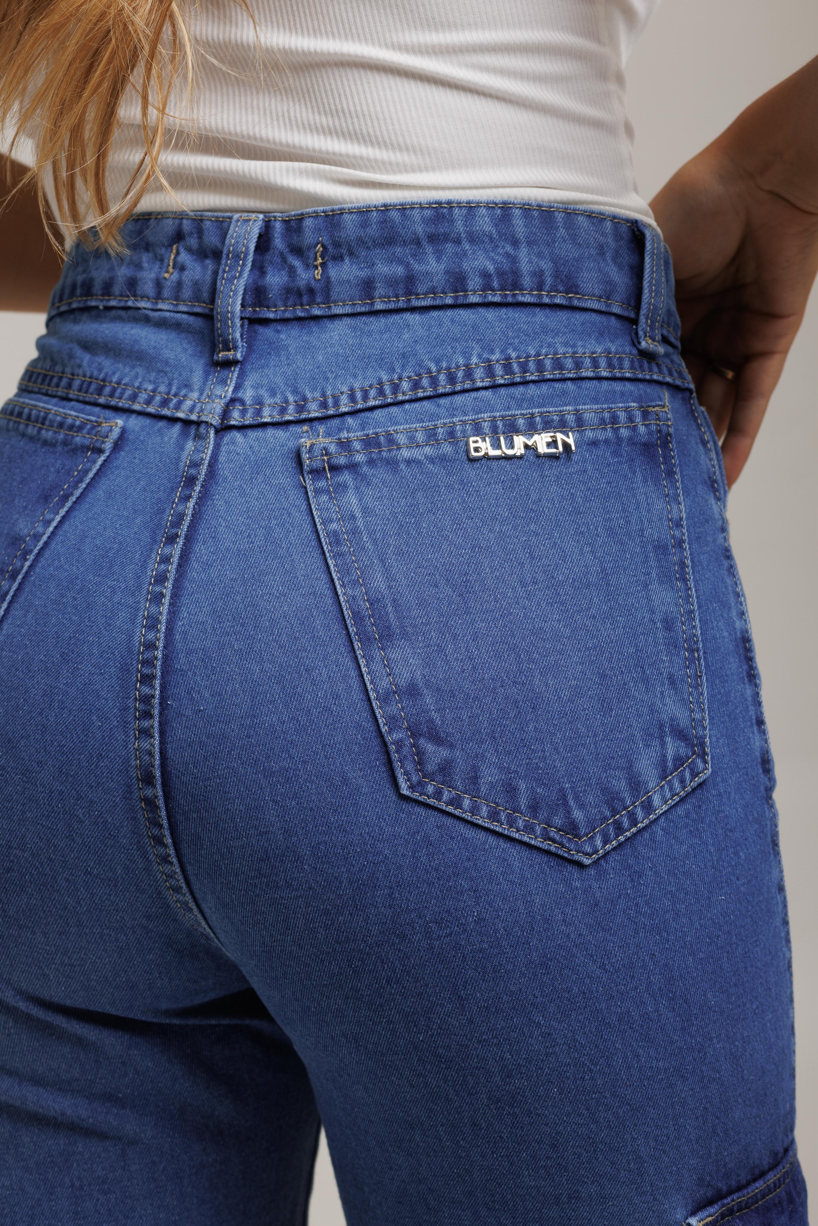 Calça Jeans Cargo AZUL