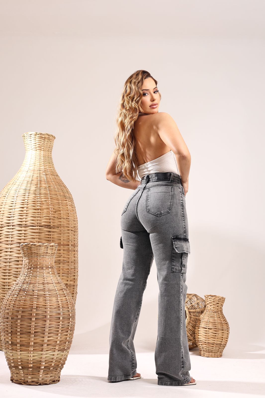 Calça Jeans Wed Leg Cargo