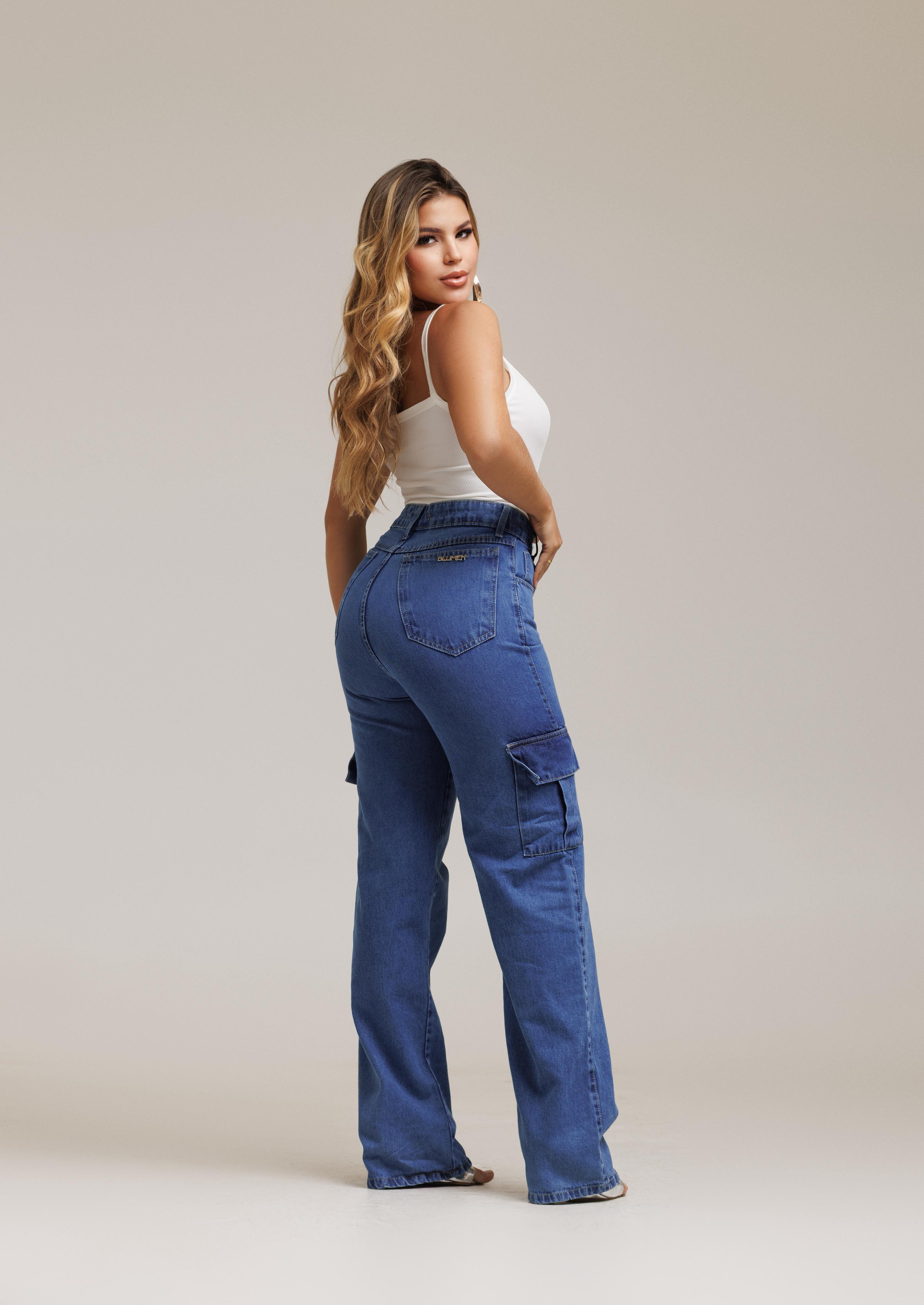Calça Jeans Cargo AZUL