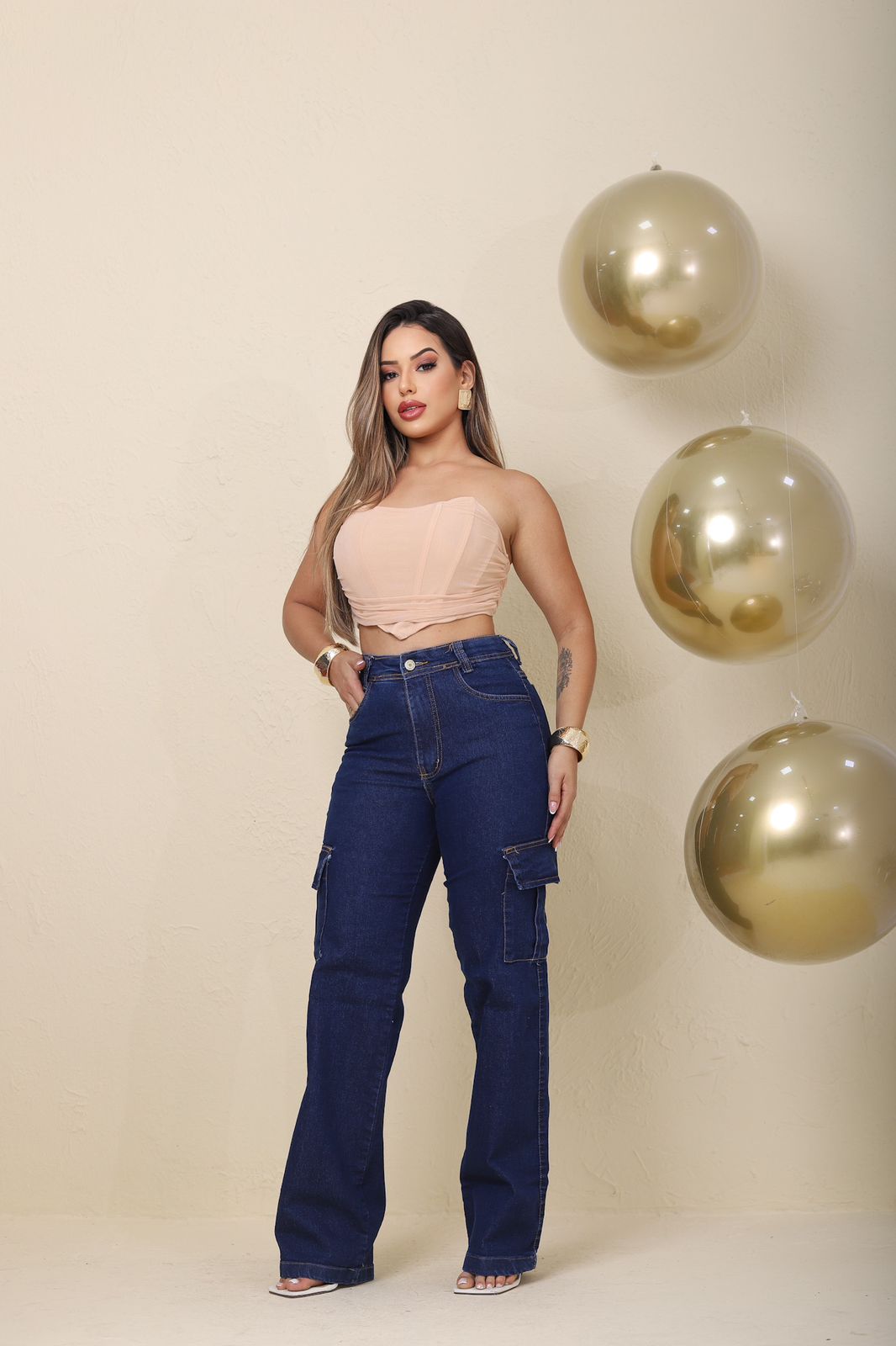 Calça Jeans Wed Leg Cargo